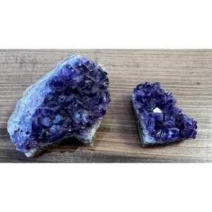 Natural Amethyst Crystal Cluster Lot of 2 Raw Purple Quartz Specimens